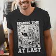 Reading Time At Last Book Lover Introvert Skeleton Reading Men's V-Neck T-Shirt Reading Time At Last Book Lover Introvert Skeleton Reading Men's V-Neck T-Shirt