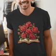 Red Roses Flowers Book Floral Men's V-Neck T-Shirt