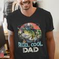 Reel Cool Dad Fishing Vintage Retro Father's Day Men's V-Neck T-Shirt