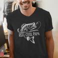 Reel Cool Papa Fishing Dad Father's Day Fisherman Fish Men's V-Neck T-Shirt