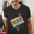 Retro Cassette Tape & Pencil Rewind Nostalgia Party 80s 90s Men's V-Neck T-Shirt