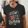 Retro It's My 18th Birthday Boho Nostalgia Women Kids Men's V-Neck T-Shirt
