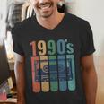 Retro Nineties Style Audio Tape Nostalgia Year 1990 Men's V-Neck T-Shirt
