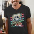 Retro Old Cassette Tape Cartoon With Walker Nostalgia Men's V-Neck T-Shirt