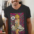 Retro Pop Art Vintage Style Blonde Psychedelic 50s Nostalgia Men's V-Neck T-Shirt