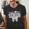 Retro Senior 2027 Girl Coquette Bow Class Of 2027 Graduation Men's V-Neck T-Shirt