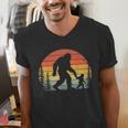 Retro Vintage Bigfoot Dad Fathers Day Father Son Matching Men's V-Neck T-Shirt