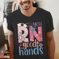 You RN Good Hands Cute Nurse Nursing Student Graduation Men's V-Neck T-Shirt