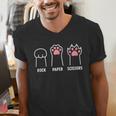 Rock Paper Scissors Hand Game Cute Paw Cat Introvert Men's V-Neck T-Shirt