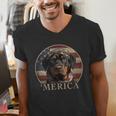 Rottie Dog Mom Dad 'Merica Rottweiler Men's V-Neck T-Shirt Rottie Dog Mom Dad 'Merica Rottweiler Men's V-Neck T-Shirt