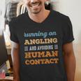 Running On Angling Social Introvert Humor Vintage Men's V-Neck T-Shirt Running On Angling Social Introvert Humor Vintage Men's V-Neck T-Shirt