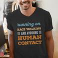 Running On Race Walking Social Introvert Humor Vintage Men's V-Neck T-Shirt