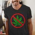 Say No Cannabis Anti-Marijuana Retro Weed Parent Dad Mom Men's V-Neck T-Shirt