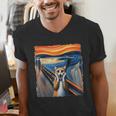 The Scream Cat Parody For Kitty Cat Lover Cat Mom Cat Dad Men's V-Neck T-Shirt The Scream Cat Parody For Kitty Cat Lover Cat Mom Cat Dad Men's V-Neck T-Shirt