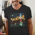 Senior 2024 Groovy Retro Class Of 2024 Graduation Senior 24 Men's V-Neck T-Shirt