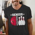 Senior 2025 Bowling Player Class Of 2025 Graduation Seniors Men's V-Neck T-Shirt