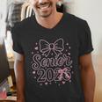 Senior 2026 Class Of 2026 Coquette Pink Bow Graduation Men's V-Neck T-Shirt