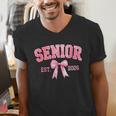 Senior 2026 Coquette Pink Bow Class Of 2026 Graduation Girls Men's V-Neck T-Shirt