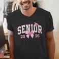 Senior 2026 Coquette Pink Bow Girls Class Of 2026 Graduation Men's V-Neck T-Shirt