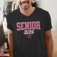 Senior 2026 Pink Coquette Bow Class Of 2026 Graduation Women Men's V-Neck T-Shirt