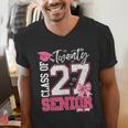 Senior 2027 Class Of 2027 Pink Coquette Bow Graduation Girl Men's V-Neck T-Shirt