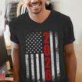 Senior Class Of 2026 Patriotic American USA Flag Graduation Men's V-Neck T-Shirt