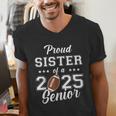 Senior Football Sister Class Of 2025 Graduation Graduate Men's V-Neck T-Shirt