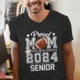 Senior Mom Class Of 2024 Football Proud Mom Graduation Men's V-Neck T-Shirt