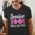 Senior Mom Class Of 2026 Pink Coquette Bow Graduation Men's V-Neck T-Shirt
