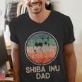 Shiba Inu Dog Vintage Shiba Inu Dad Men Women Men's V-Neck T-Shirt