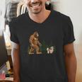 Shih Tzu Bigfoot Dog Walking Mom Dad Kids Men's V-Neck T-Shirt