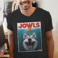 Siberian Husky Jowls Sled Dog Mom Top Alaskan Dog Dad Men's V-Neck T-Shirt