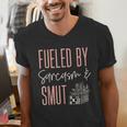 Smutty Book Lover Women Fueled By Sarcasm And Smut Spicy Men's V-Neck T-Shirt Smutty Book Lover Women Fueled By Sarcasm And Smut Spicy Men's V-Neck T-Shirt