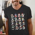 Snowman Reading Book Christmas Cozy Book Lover Bookish Men's V-Neck T-Shirt