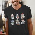 Snowman Reading Book Santa Christmas Bookish Teacher Men's V-Neck T-Shirt