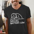 Social Battery Low Apparel Introvert Humor Men's V-Neck T-Shirt Social Battery Low Apparel Introvert Humor Men's V-Neck T-Shirt