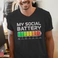 Social Battery Low Energy Antisocial Introvert Men's V-Neck T-Shirt