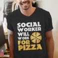 Social Worker Will Work For Pizza Graduation Men's V-Neck T-Shirt