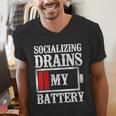 Socializing Drains My Battery Introvert Men's V-Neck T-Shirt