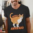 SOCIALLY AWKWARD FUNNY CAT ANTISOCIAL INTROVERT WEIRD Men's V-Neck T-Shirt