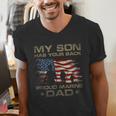 My Son Has Your Back Marine Dad Camouflage Men's V-Neck T-Shirt