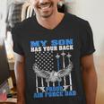 My Son Has Your Back Proud Air Force Dad Military Father Men's V-Neck T-Shirt
