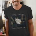 Sorry I Can’t Go I’m An Indoor Cat Introvert Meme Men's V-Neck T-Shirt Sorry I Can’t Go I’m An Indoor Cat Introvert Meme Men's V-Neck T-Shirt