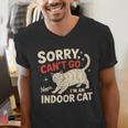Sorry I Can't Go I'm An Indoor Cat Introvert Cat Owner Men's V-Neck T-Shirt