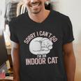 Sorry I Can't Go I'm An Indoor Cat Lazy Humor Introvert Cat Men's V-Neck T-Shirt Sorry I Can't Go I'm An Indoor Cat Lazy Humor Introvert Cat Men's V-Neck T-Shirt