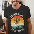 Sounds Fishy Count Me In Dad Grandpa Vintage Fishing Men's V-Neck T-Shirt