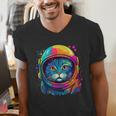 Space Cat Mom Cat Dad Men Women Kids Astronaut Space Men's V-Neck T-Shirt