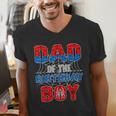 Spider Web Birthday Party Dad Of The Birthday Boy Men's V-Neck T-Shirt