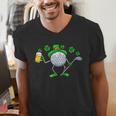 St Patricks Day Golf Golfing Irish Golfer Beer Humor Men Dad Men's V-Neck T-Shirt