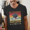 My Stepmom Mastered It Master's Degree Graduation Vintage Men's V-Neck T-Shirt
